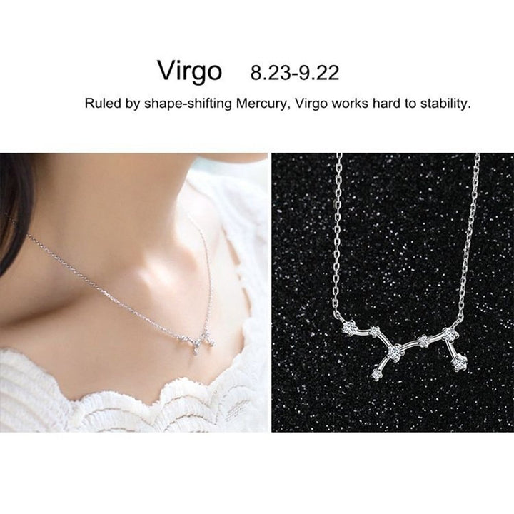 Shiny Rhinestone Women Horoscope Astrology Constellation Sign Guardian Necklace Image 7