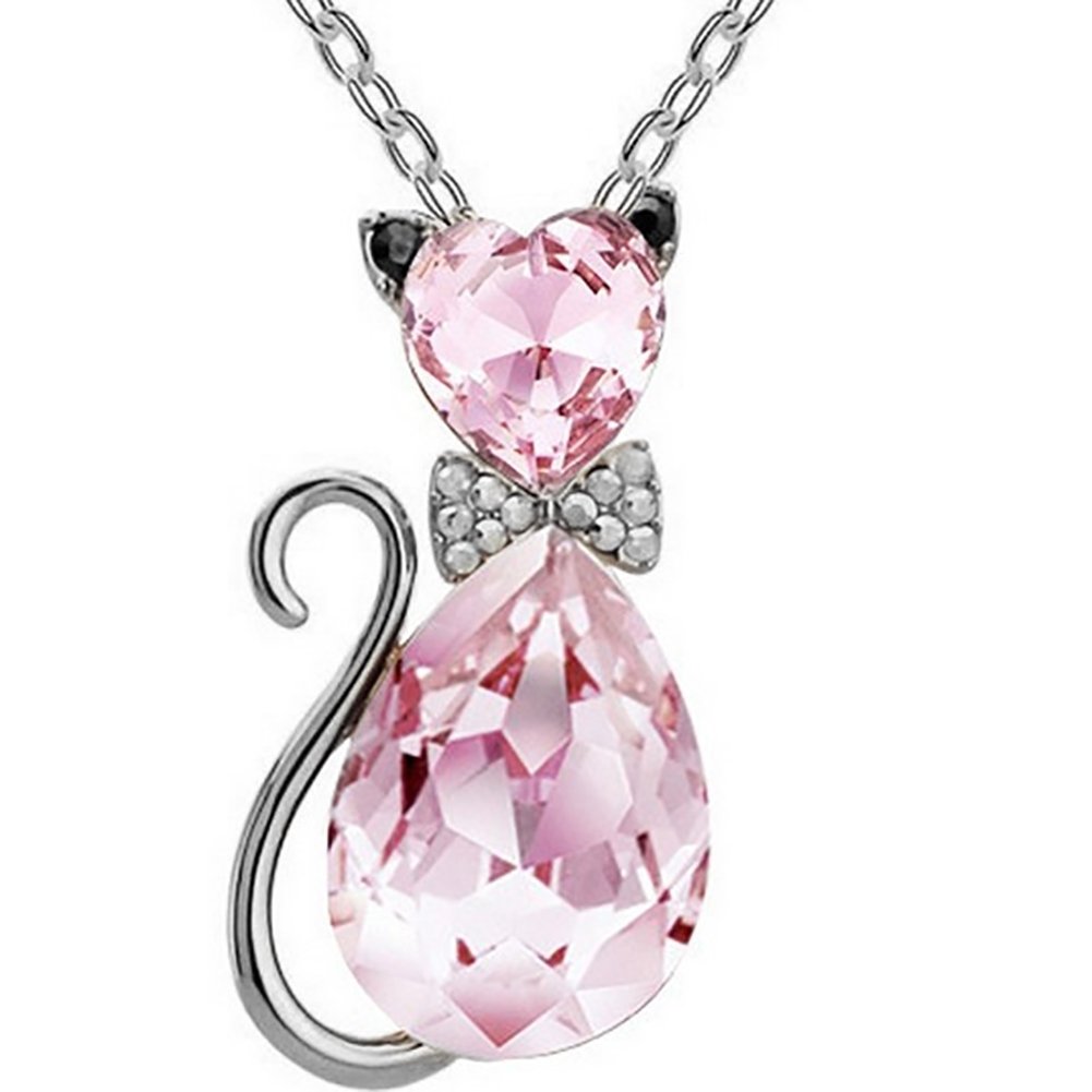 Luxury Wedding Bridal Women Cat Rhinestone Charm Pendant Necklace Party Image 1