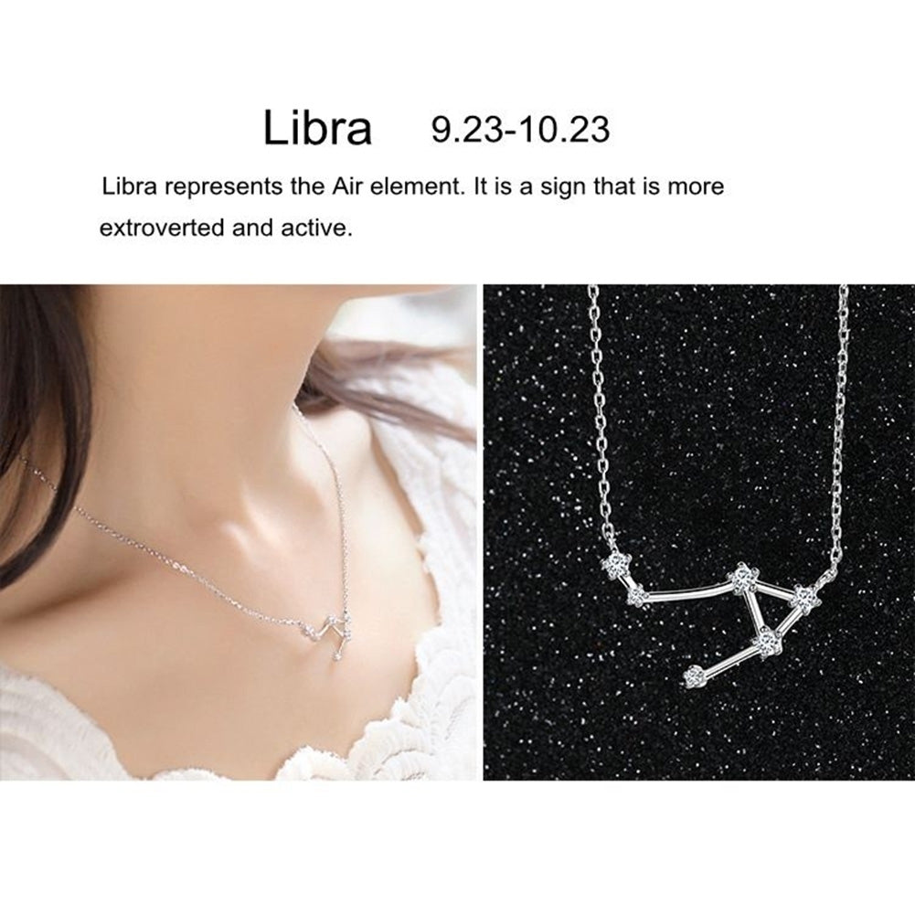 Shiny Rhinestone Women Horoscope Astrology Constellation Sign Guardian Necklace Image 8