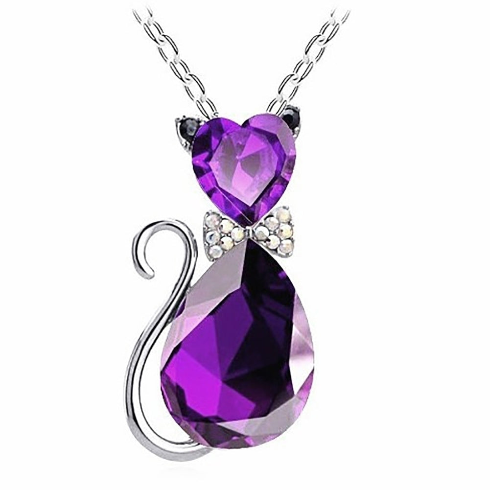 Luxury Wedding Bridal Women Cat Rhinestone Charm Pendant Necklace Party Image 10