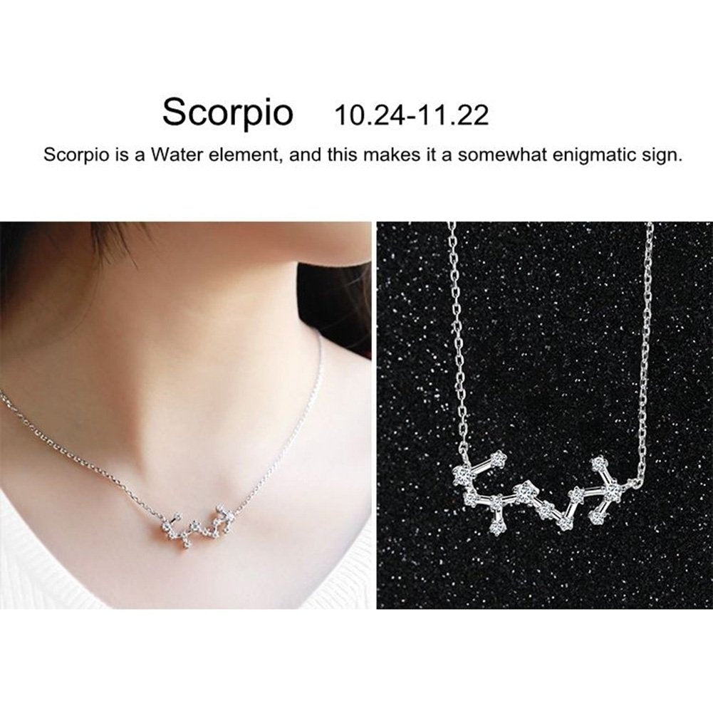 Shiny Rhinestone Women Horoscope Astrology Constellation Sign Guardian Necklace Image 9