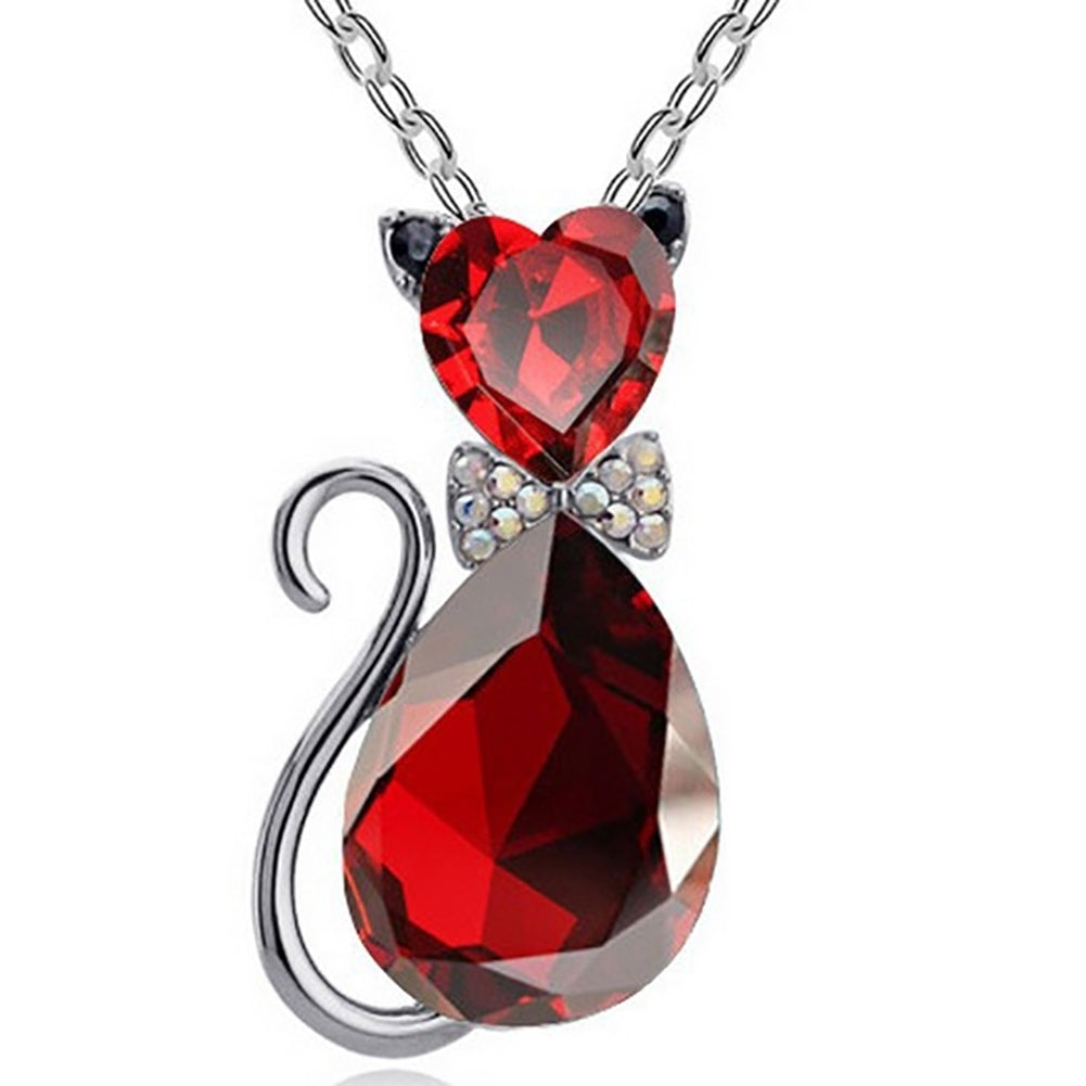 Luxury Wedding Bridal Women Cat Rhinestone Charm Pendant Necklace Party Image 11