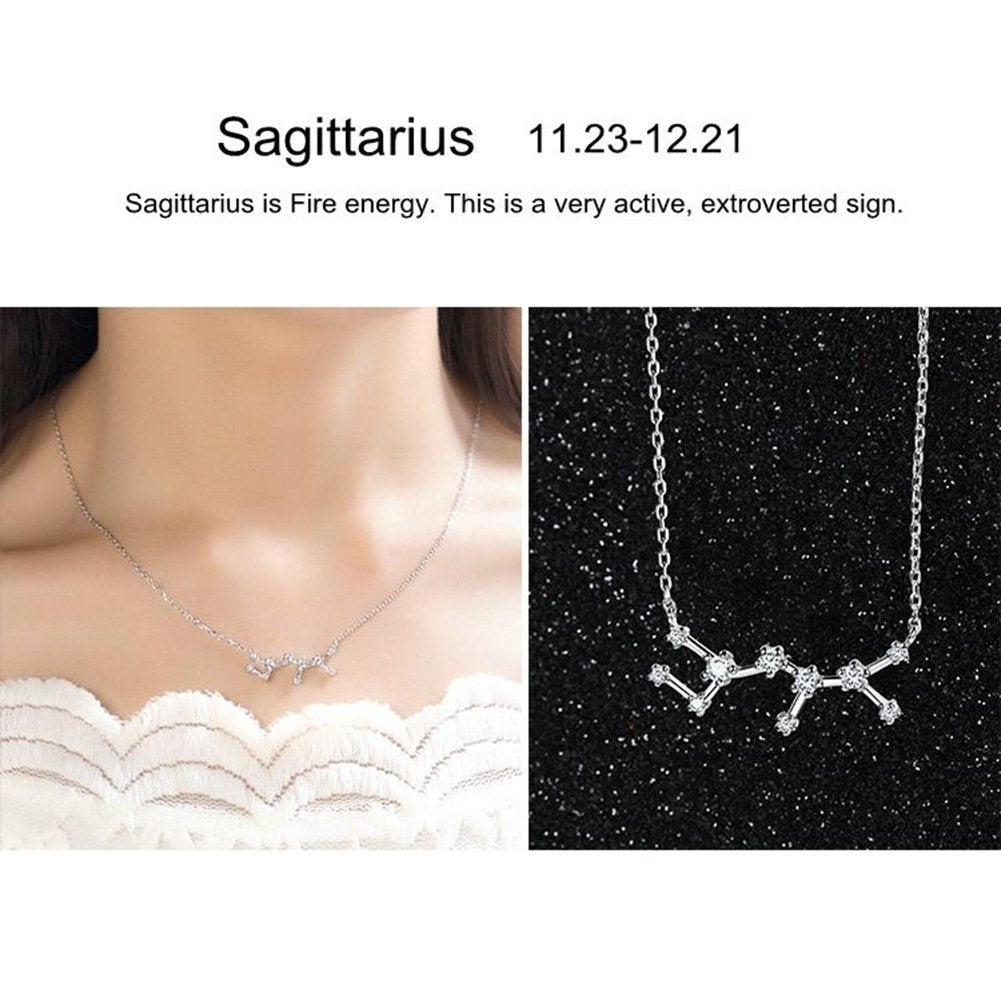 Shiny Rhinestone Women Horoscope Astrology Constellation Sign Guardian Necklace Image 10