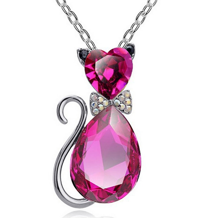 Luxury Wedding Bridal Women Cat Rhinestone Charm Pendant Necklace Party Image 12