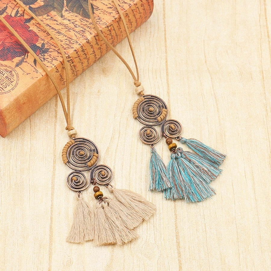 Bohemian Spiral Tassel Pendant Long Sweater Chain Necklace Party Jewelry Gift Image 1