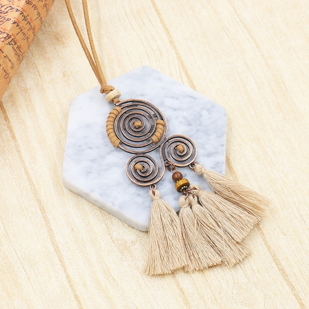 Bohemian Spiral Tassel Pendant Long Sweater Chain Necklace Party Jewelry Gift Image 2