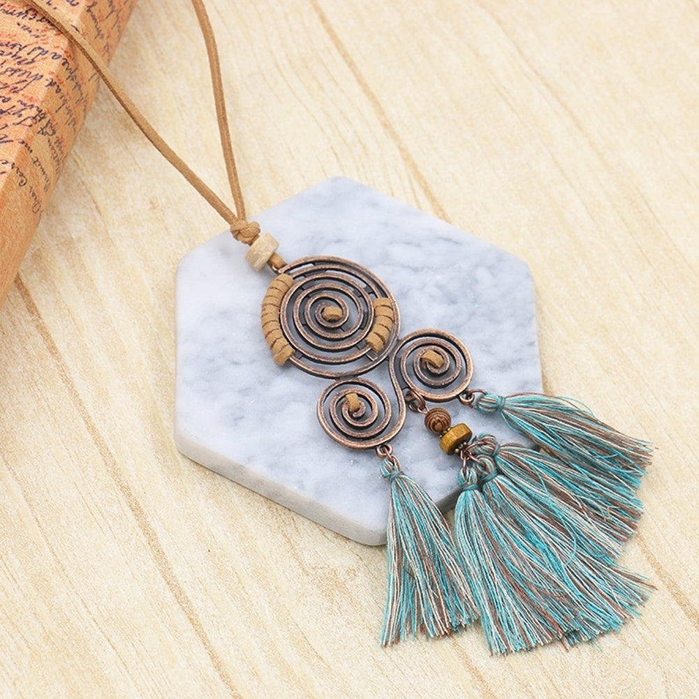 Bohemian Spiral Tassel Pendant Long Sweater Chain Necklace Party Jewelry Gift Image 3