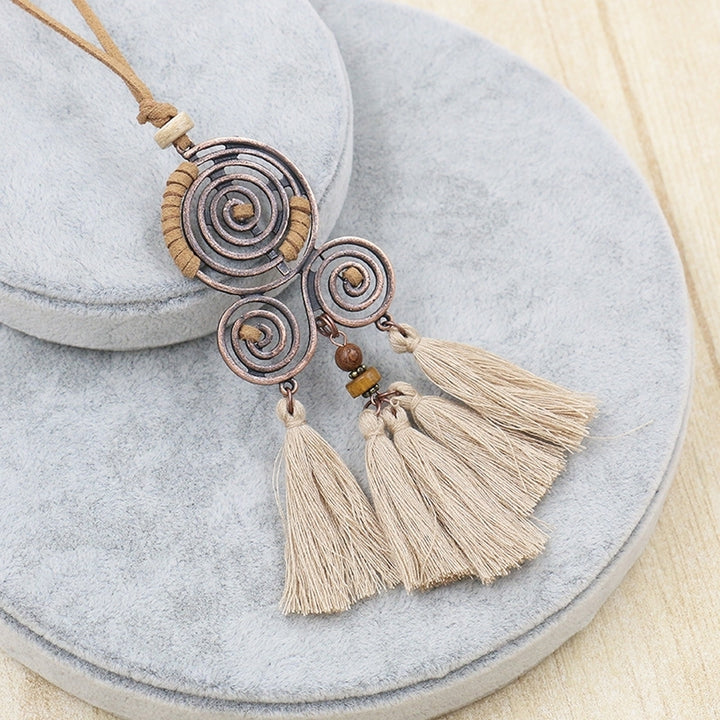 Bohemian Spiral Tassel Pendant Long Sweater Chain Necklace Party Jewelry Gift Image 4