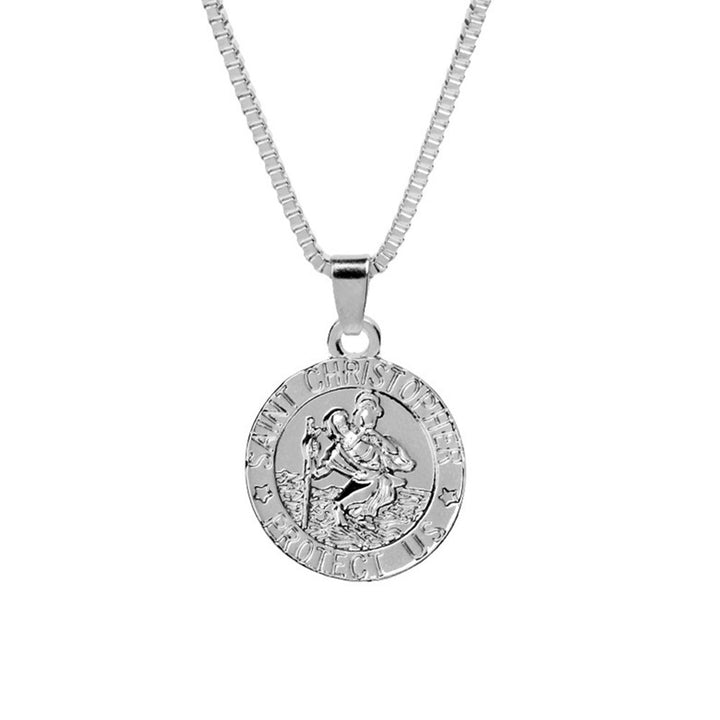 Unisex Saint Christopher Protect Us Letter Print Holy Pendant Necklace Amulet Image 3