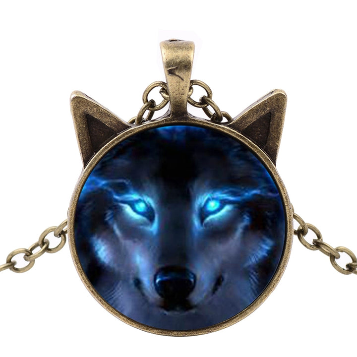 Cabochon Shape Wolf Head Pendant Alloy Necklace for Party Image 9