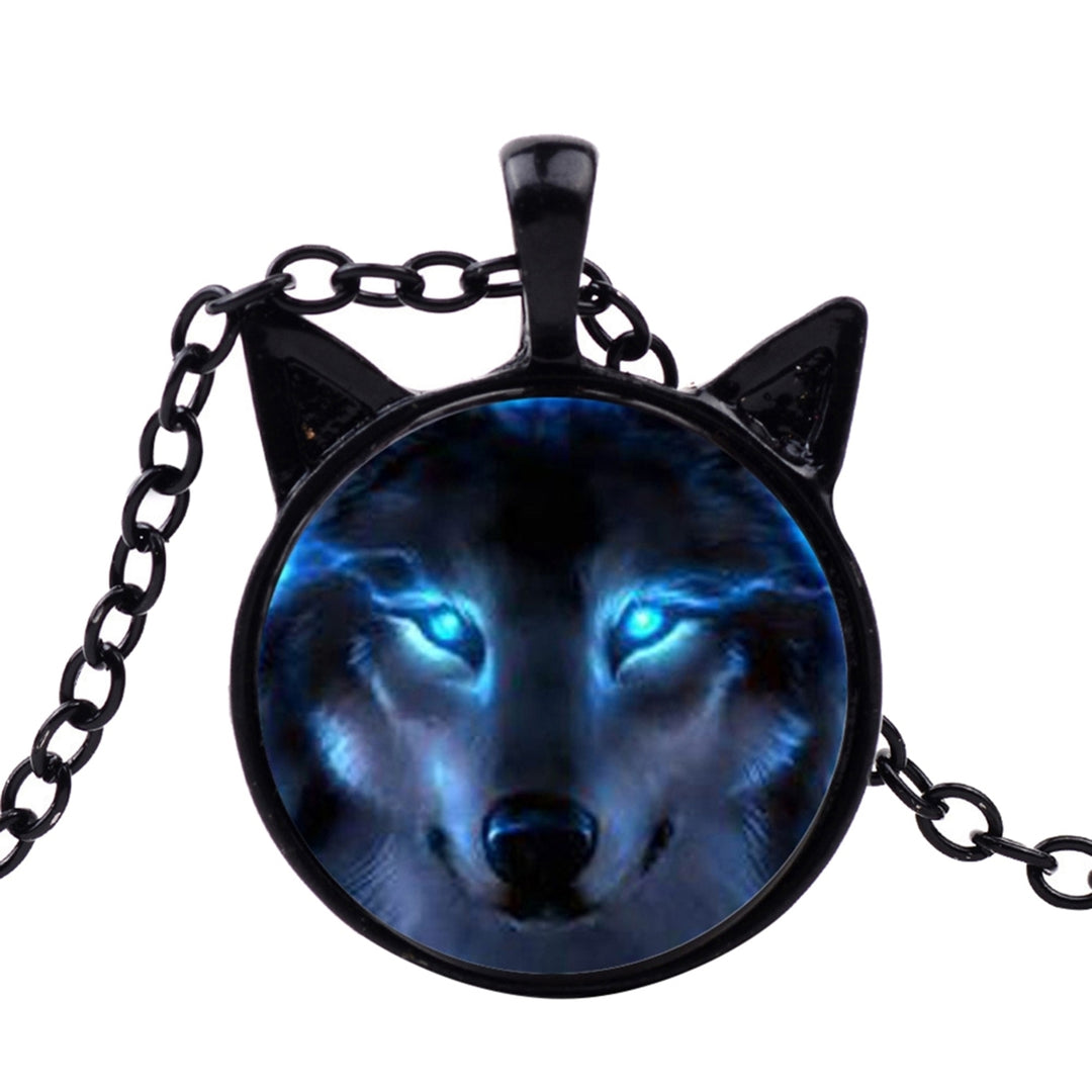 Cabochon Shape Wolf Head Pendant Alloy Necklace for Party Image 10