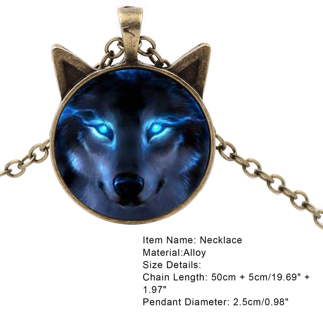 Cabochon Shape Wolf Head Pendant Alloy Necklace for Party Image 11