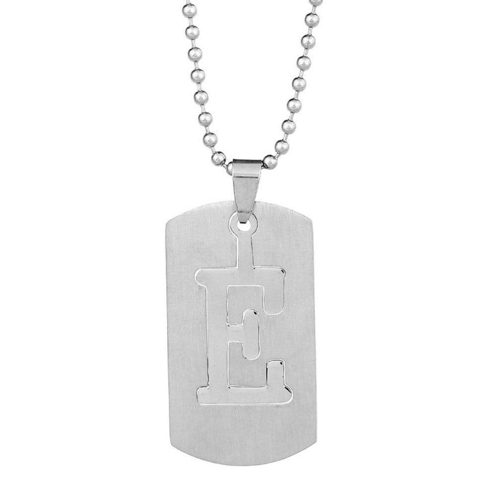 26 Letters Alphabet Dog Tag Pendant Beaded Chain Punk Stainless Steel Necklace Image 6