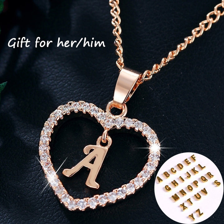 Concise Hollowed Heart Alphabet Unisex Necklace Jewelry Neck Chain Pendant Decor Image 1