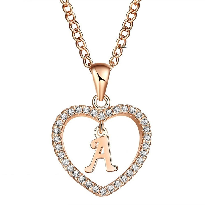 Concise Hollowed Heart Alphabet Unisex Necklace Jewelry Neck Chain Pendant Decor Image 1