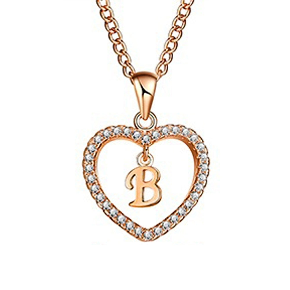 Concise Hollowed Heart Alphabet Unisex Necklace Jewelry Neck Chain Pendant Decor Image 3