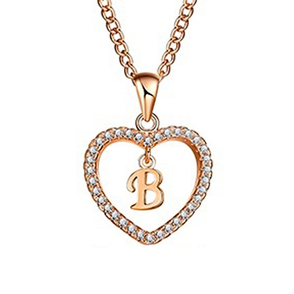 Concise Hollowed Heart Alphabet Unisex Necklace Jewelry Neck Chain Pendant Decor Image 1