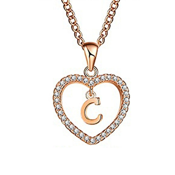 Concise Hollowed Heart Alphabet Unisex Necklace Jewelry Neck Chain Pendant Decor Image 1