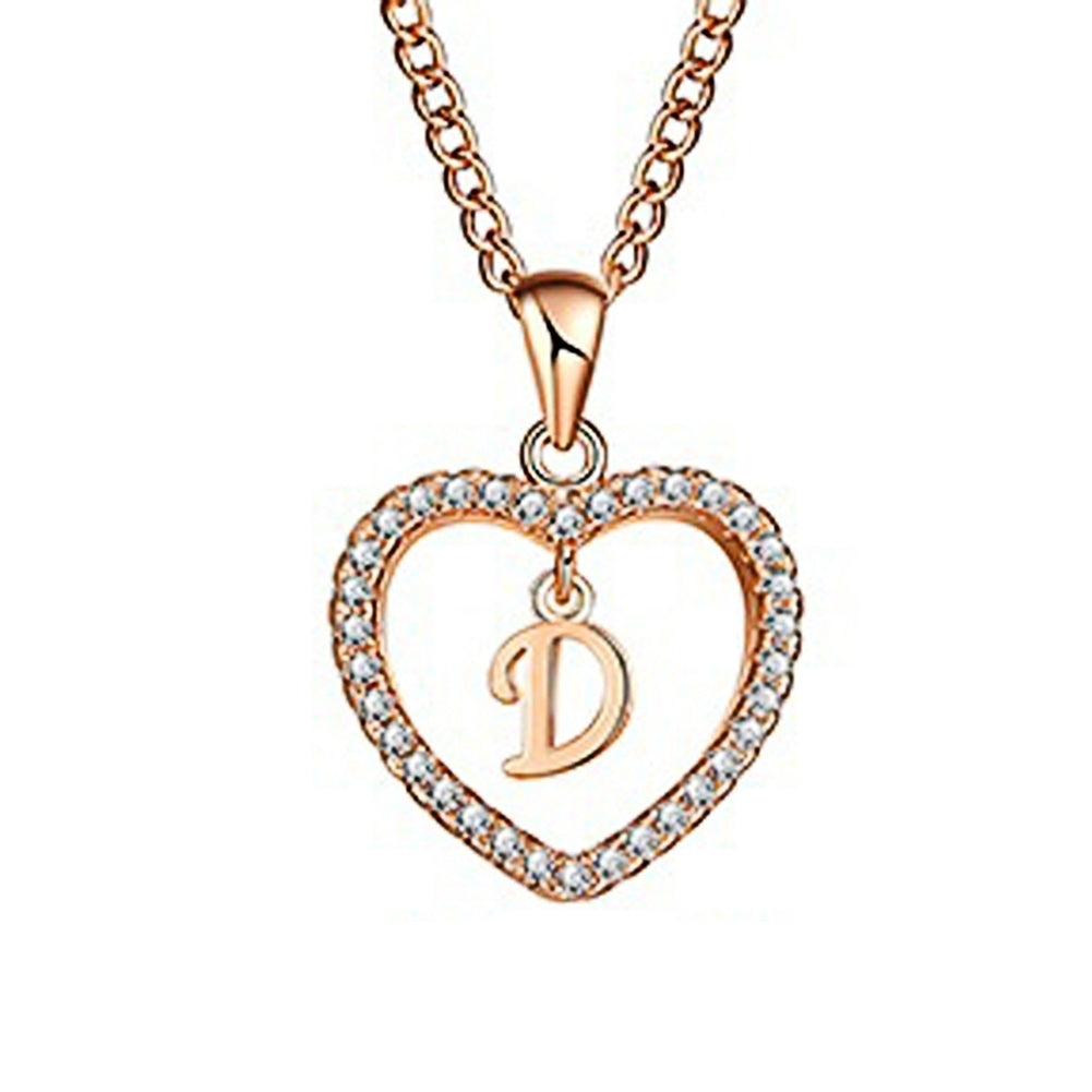 Concise Hollowed Heart Alphabet Unisex Necklace Jewelry Neck Chain Pendant Decor Image 4