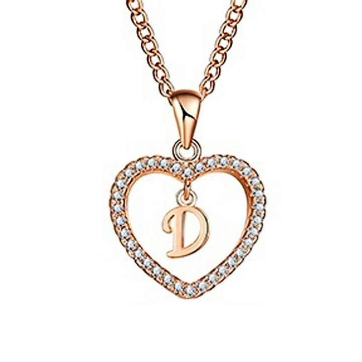 Concise Hollowed Heart Alphabet Unisex Necklace Jewelry Neck Chain Pendant Decor Image 1