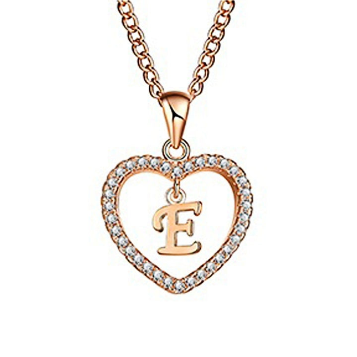 Concise Hollowed Heart Alphabet Unisex Necklace Jewelry Neck Chain Pendant Decor Image 6