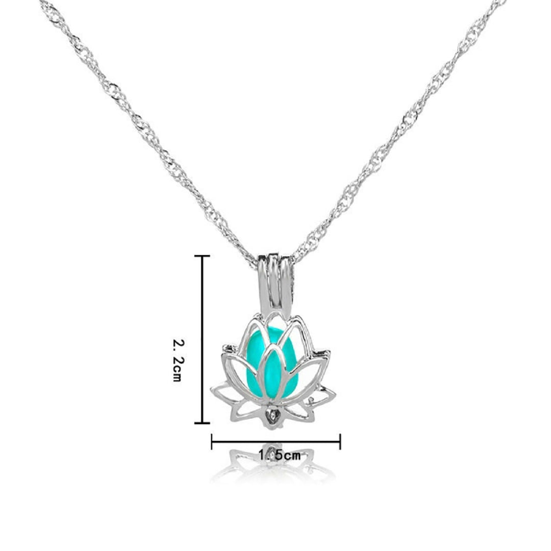 Necklace Hollow Lotus Souvenir Gift Alloy Glowing Jewelry Pendant Chain for Women Image 4