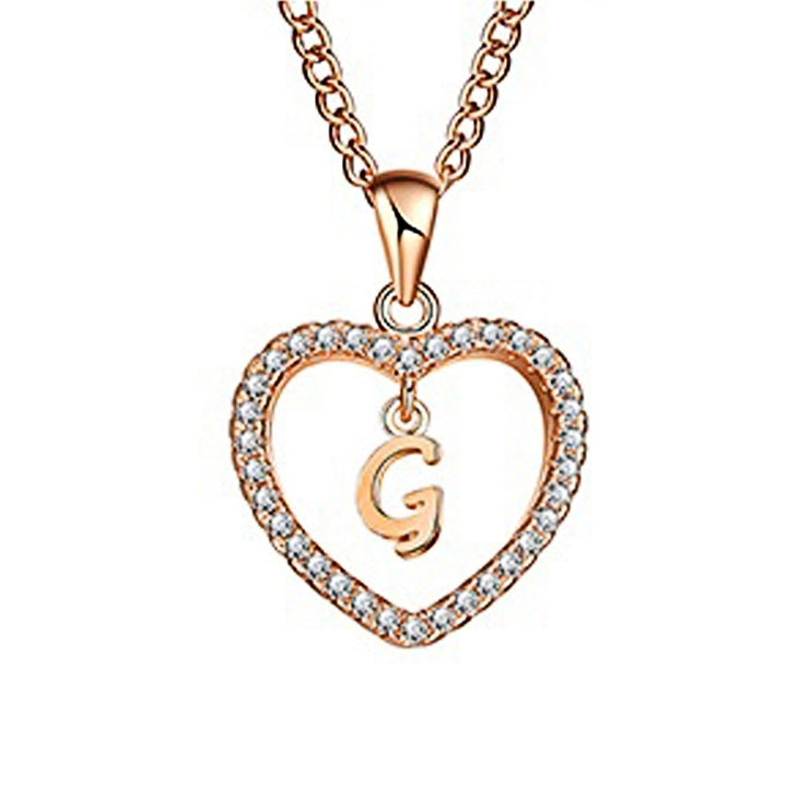 Concise Hollowed Heart Alphabet Unisex Necklace Jewelry Neck Chain Pendant Decor Image 8