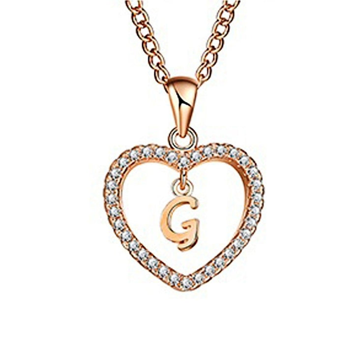 Concise Hollowed Heart Alphabet Unisex Necklace Jewelry Neck Chain Pendant Decor Image 1