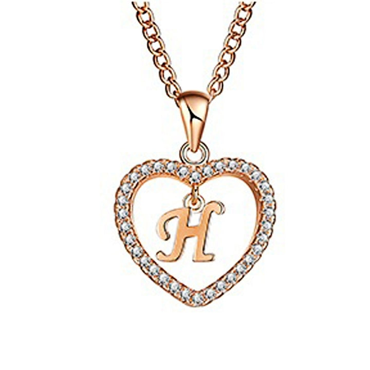 Concise Hollowed Heart Alphabet Unisex Necklace Jewelry Neck Chain Pendant Decor Image 9