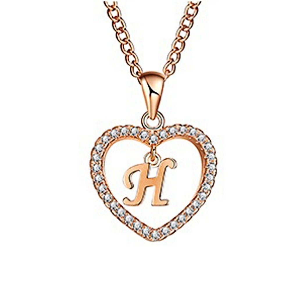 Concise Hollowed Heart Alphabet Unisex Necklace Jewelry Neck Chain Pendant Decor Image 1