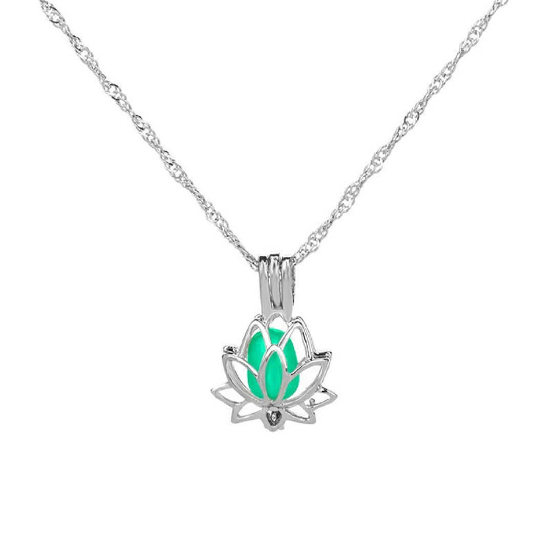 Necklace Hollow Lotus Souvenir Gift Alloy Glowing Jewelry Pendant Chain for Women Image 7