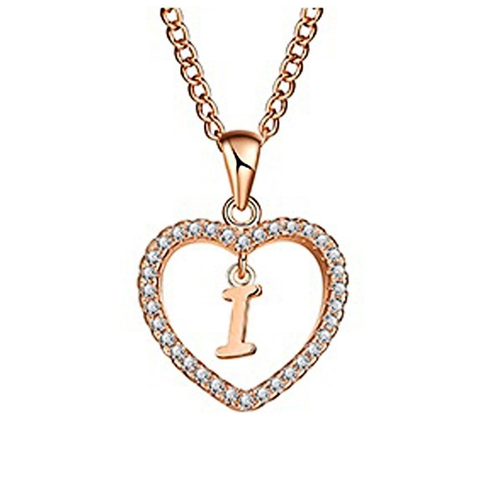 Concise Hollowed Heart Alphabet Unisex Necklace Jewelry Neck Chain Pendant Decor Image 1