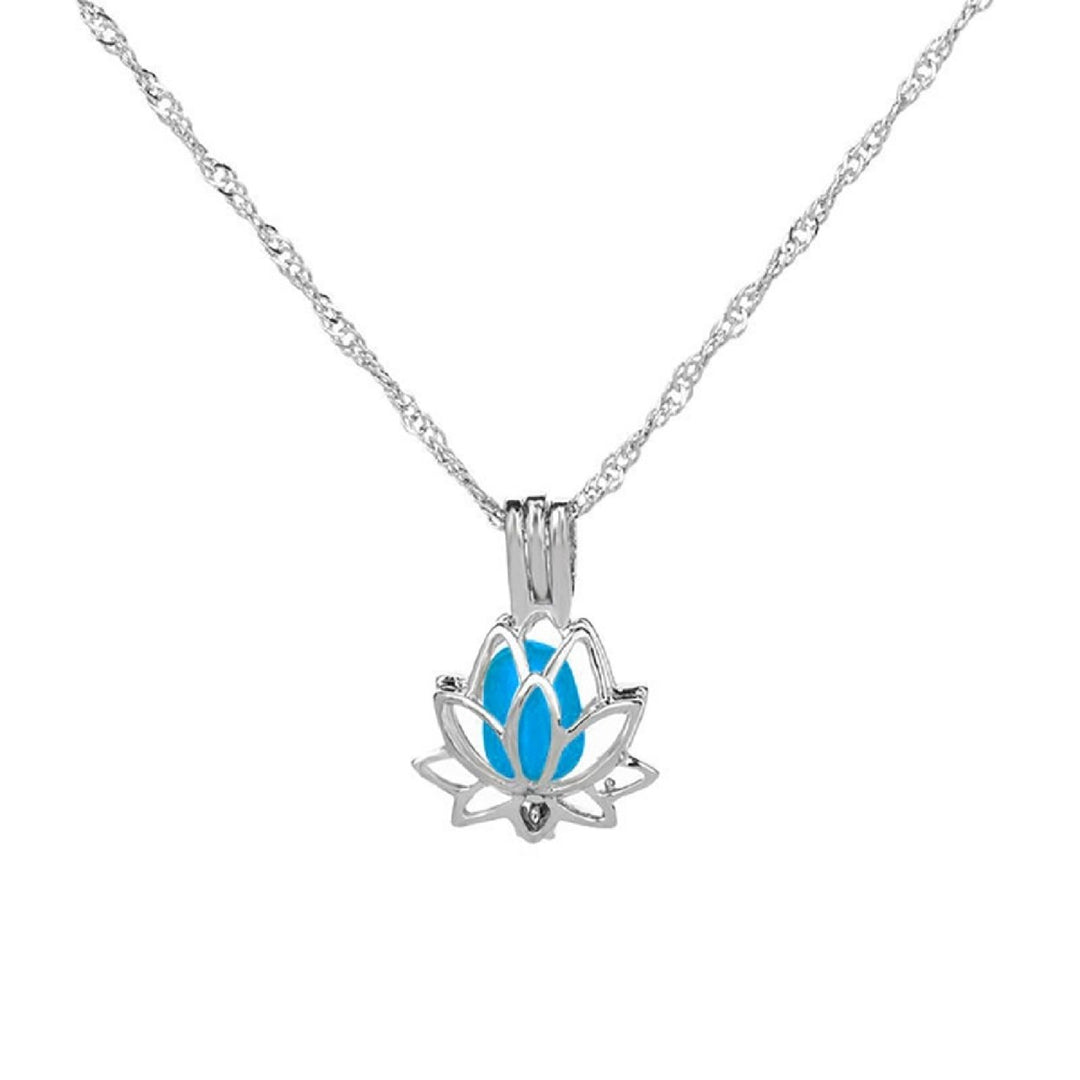 Necklace Hollow Lotus Souvenir Gift Alloy Glowing Jewelry Pendant Chain for Women Image 8