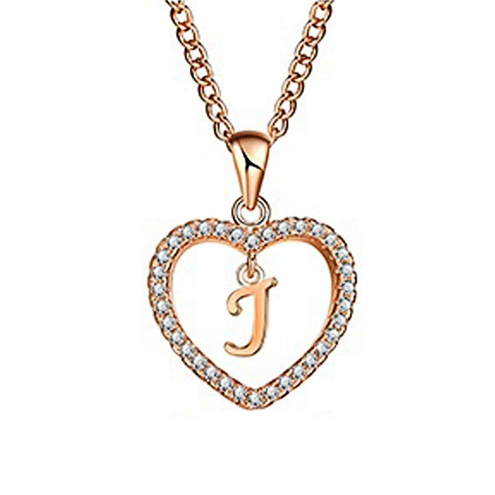 Concise Hollowed Heart Alphabet Unisex Necklace Jewelry Neck Chain Pendant Decor Image 11