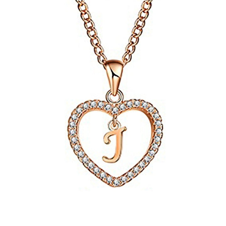 Concise Hollowed Heart Alphabet Unisex Necklace Jewelry Neck Chain Pendant Decor Image 1