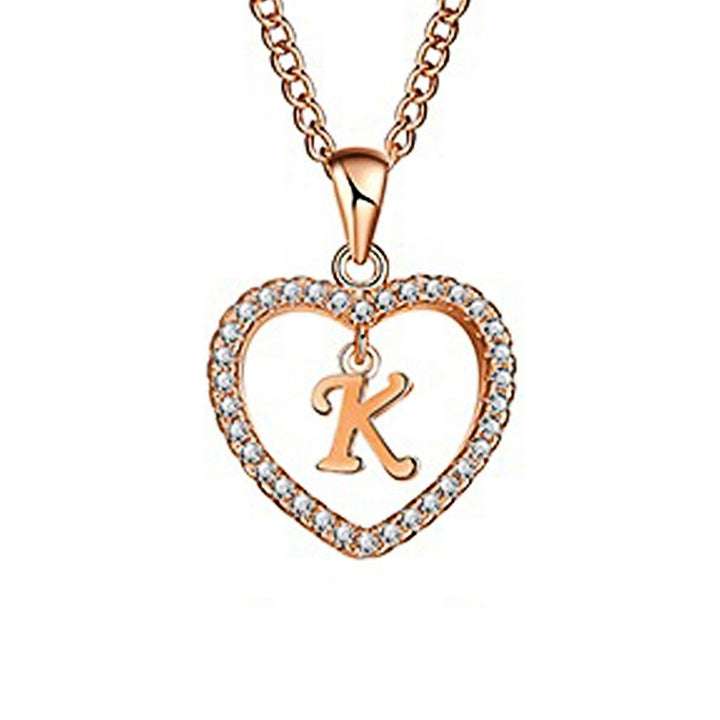 Concise Hollowed Heart Alphabet Unisex Necklace Jewelry Neck Chain Pendant Decor Image 12