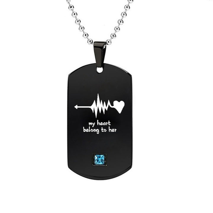 My Heart Belong to Him/Her Letters Titanium Steel Pendant Chain Couple Necklace Image 8