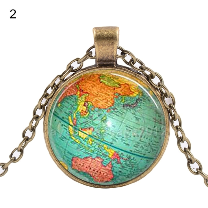 Creative Earth World Map Pendant Glass Chain Necklace Handmade Party Jewelry Image 3