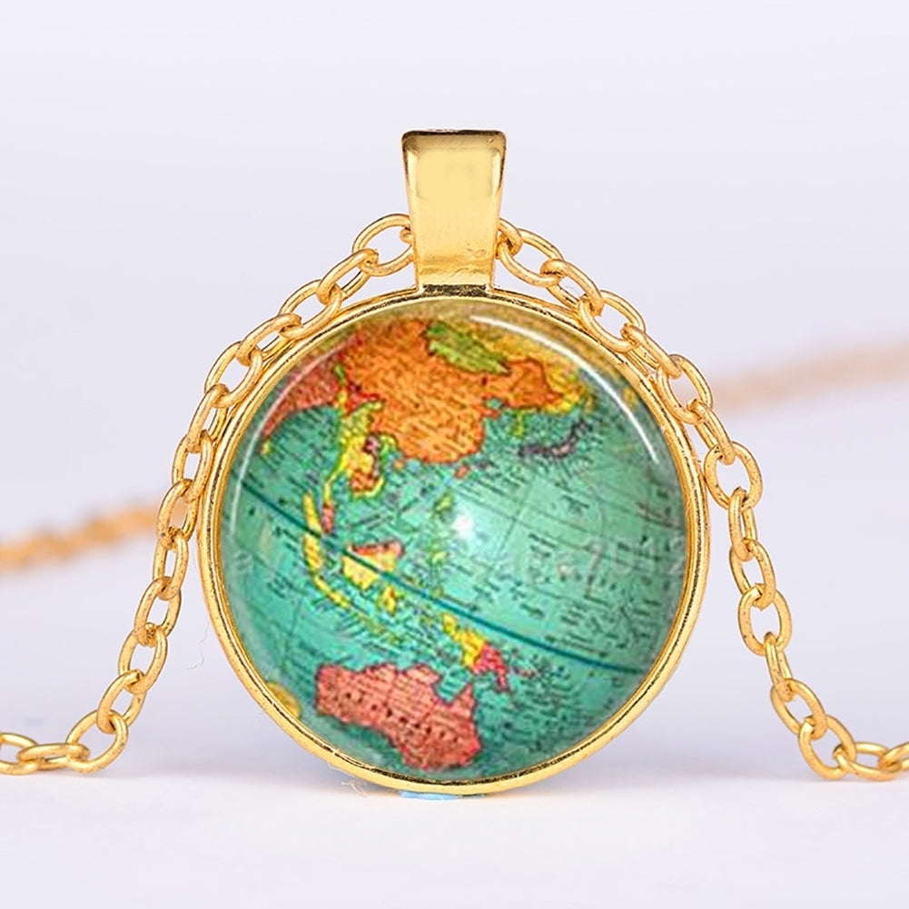 Creative Earth World Map Pendant Glass Chain Necklace Handmade Party Jewelry Image 7