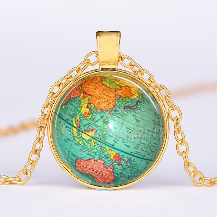 Creative Earth World Map Pendant Glass Chain Necklace Handmade Party Jewelry Image 7