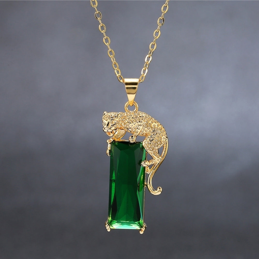 Charm Chain Golden Leopard Rhinestone Pendant Necklace Unisex Jewelry Gift Image 3