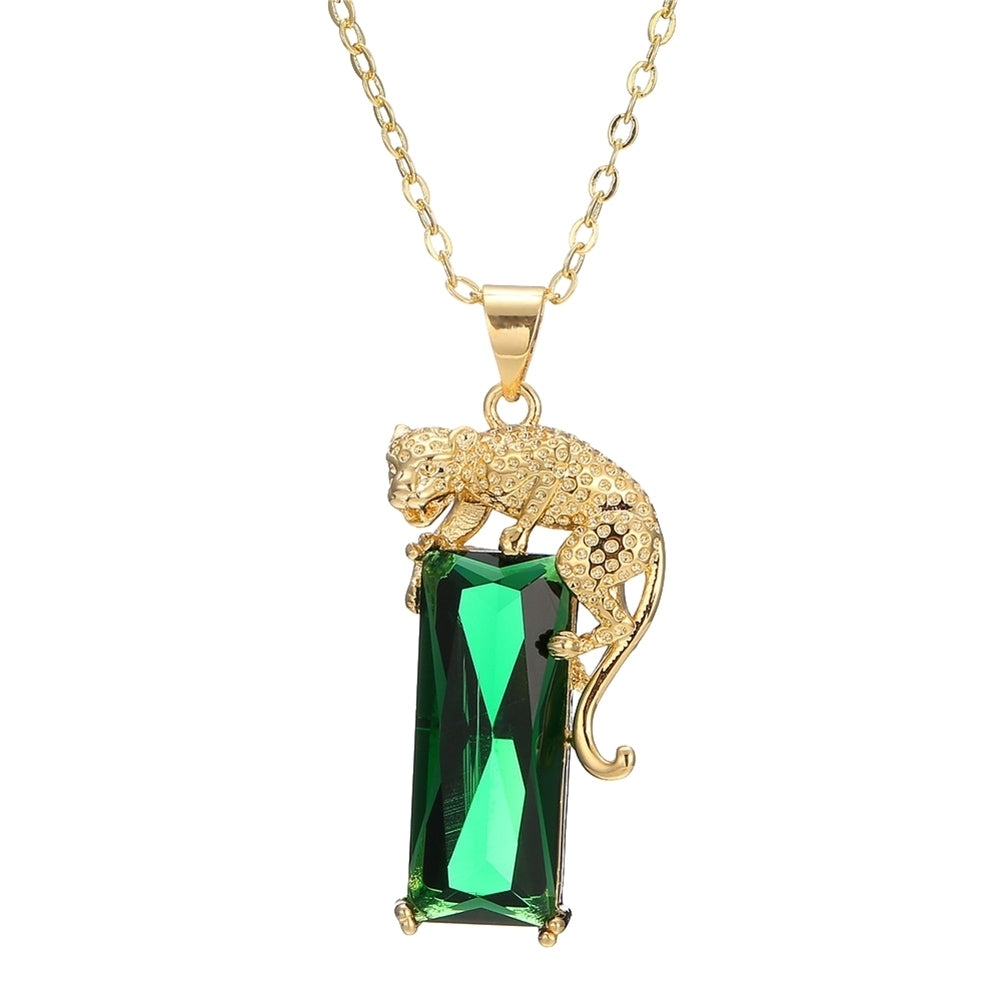 Charm Chain Golden Leopard Rhinestone Pendant Necklace Unisex Jewelry Gift Image 4