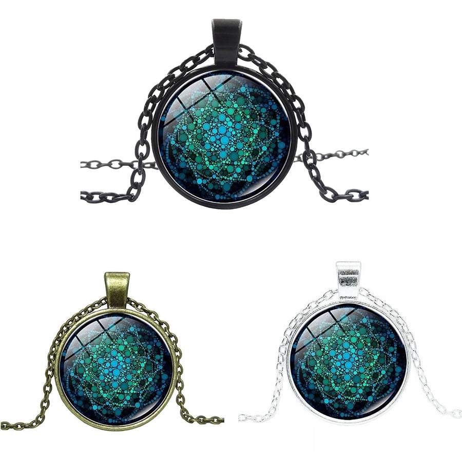 Retro Flower of Life Glass Cabochon Pendant Charm Women Necklace Jewelry Gift Image 1