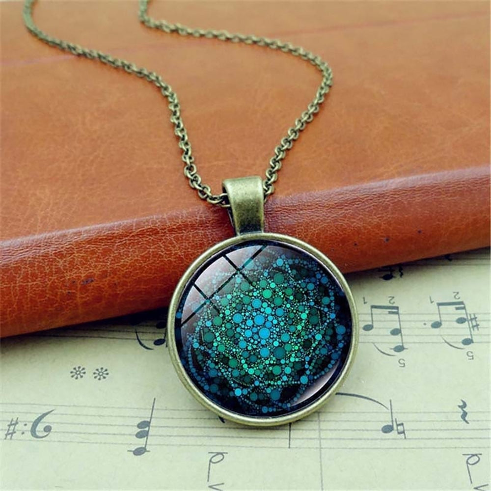 Retro Flower of Life Glass Cabochon Pendant Charm Women Necklace Jewelry Gift Image 2
