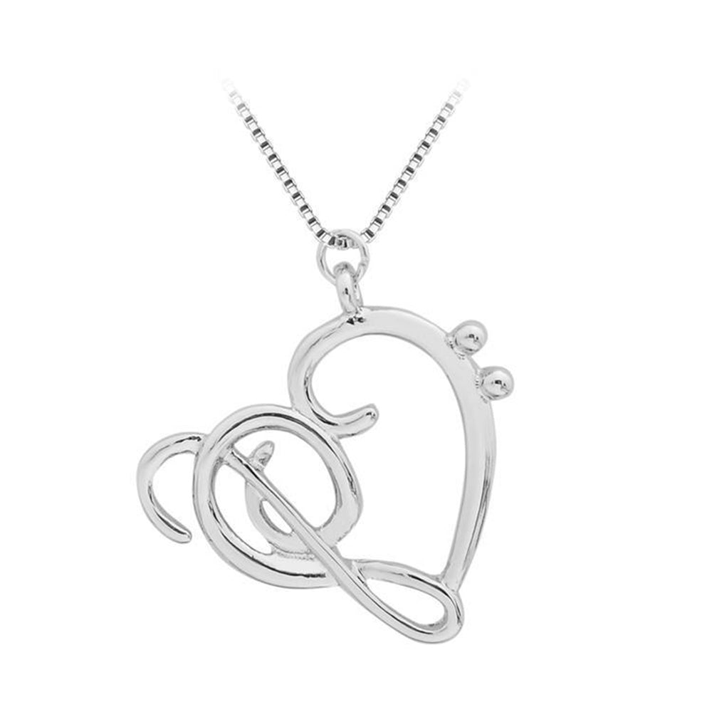 Fashion Women Simple Musical Note Heart Pendant Box Chain Necklace Jewelry Gift Image 2