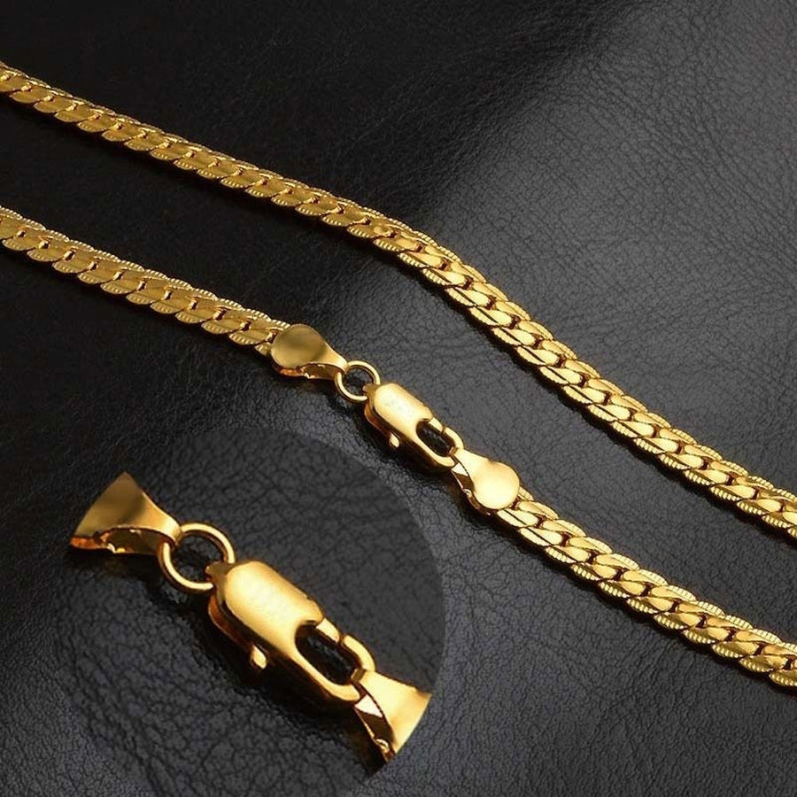 Fashion Alloy Men Flat Texture Chain Necklace Party Statement Jewelry Gift Image 1