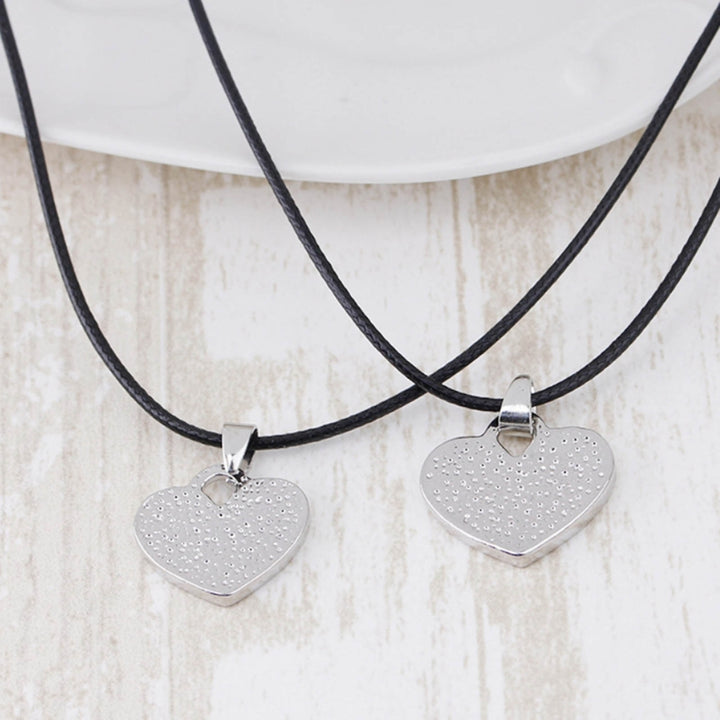 1 Pair Unisex Creative I Love You Forever Letter Black White Heart-Shaped Pendant Couple Necklace Valentines Gift Image 3