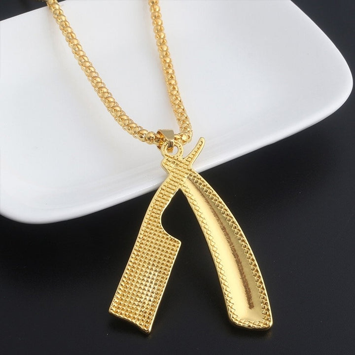 Fashion Men Punk Razor Blade Pendant Hairdresser Barber Chain Necklace Jewelry Image 10