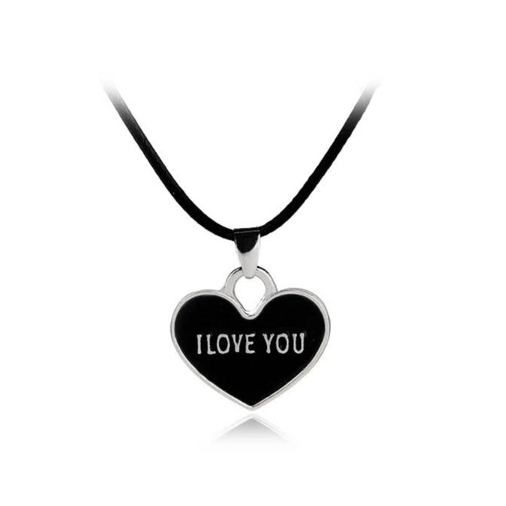 1 Pair Unisex Creative I Love You Forever Letter Black White Heart-Shaped Pendant Couple Necklace Valentines Gift Image 9