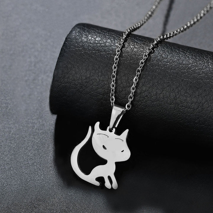 Fashion Women Girl Stainless Steel Cute Cat Pendant Charm Necklace Gift Jewelry Image 4